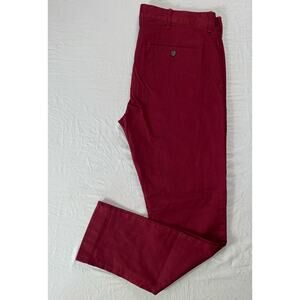 J Crew Flex Slim Fit Flat Front Stretch Cotton Chino Pants. Red, Men's 34X31 EUC